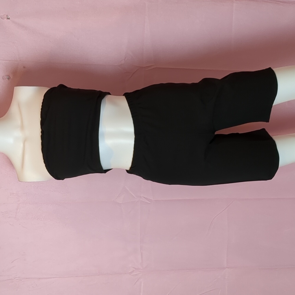 Nasty Gal Bandeau Crop Top and Cycling Shorts Co Ord Set in Black